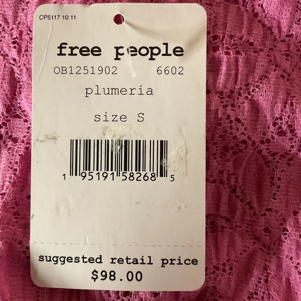 Free People Women's Tea Time Floral Lace Plumeria Lavender Blouse Size Small NWT